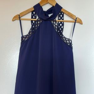Lulu’s Women’s Any Sway, Shape, or Form Navy Blue Lace Halter Dress size XS